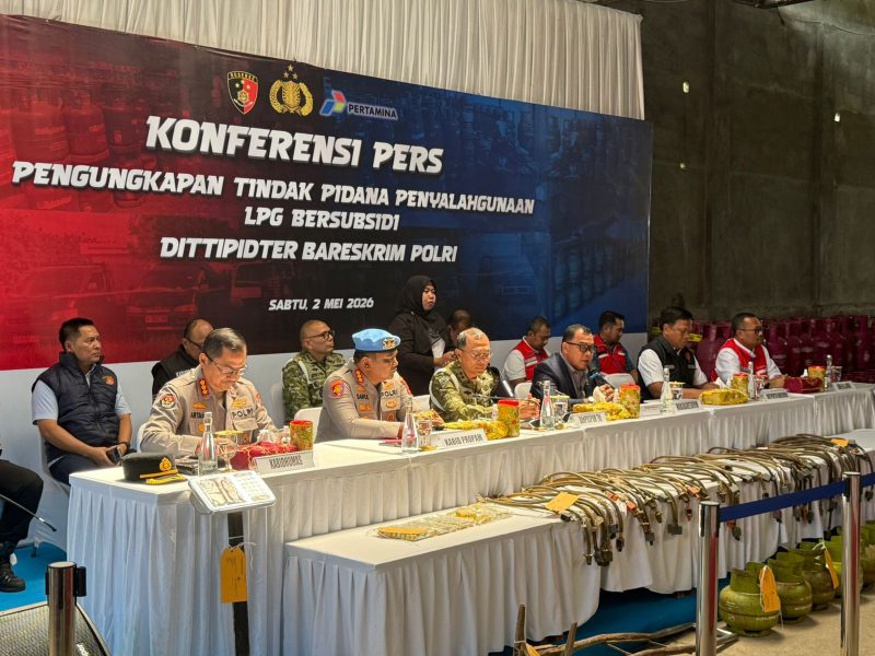 Bareskrim Polri mengungkap kasus penyalahgunaan gas LPG subsidi di Kabupaten Klaten, Jawa Tengah. Dalam konferensi pers di Klaten, Sabtu (2/5/2026). Foto - Ist.